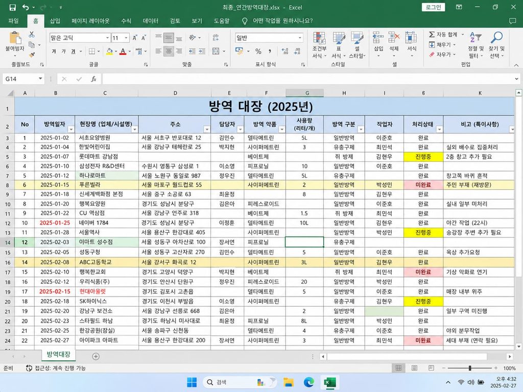 결측치가 포함되어 파이썬 엑셀 빈칸 없애기가 필요한 방역 대장 실무 데이터