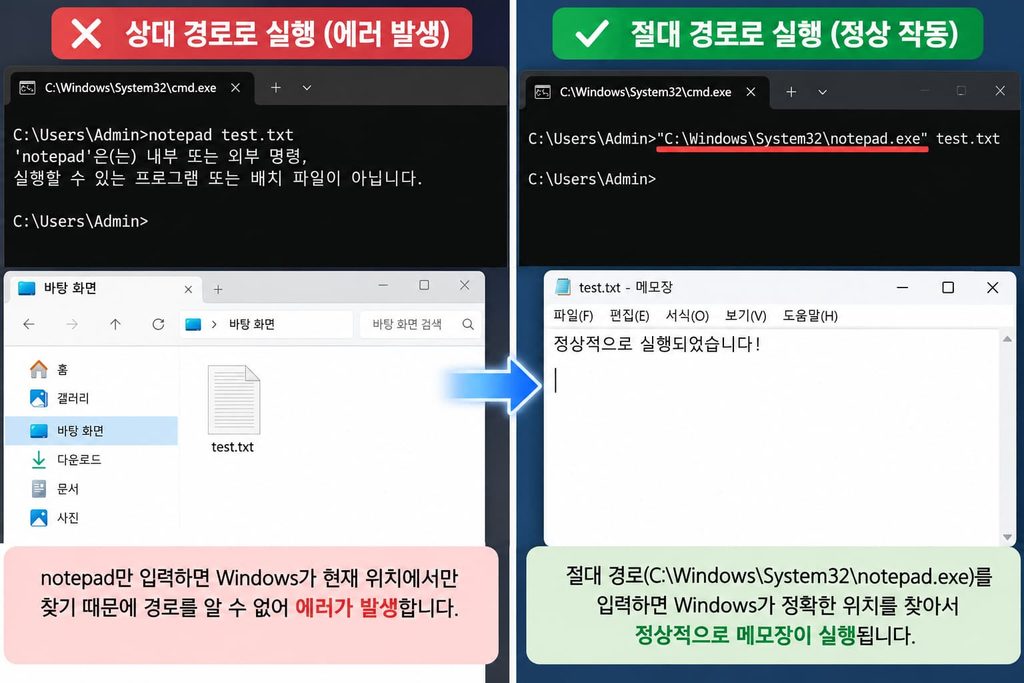 파이썬 bat 파일 환경 변수 에러를 절대 경로 입력으로 해결한 화면