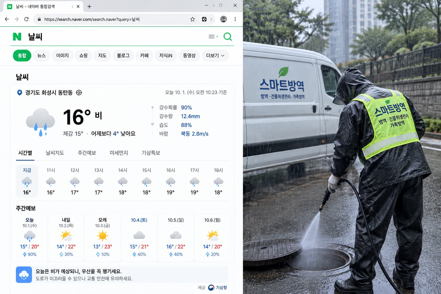 파이썬 웹 크롤링 기초 방역 날씨 검색